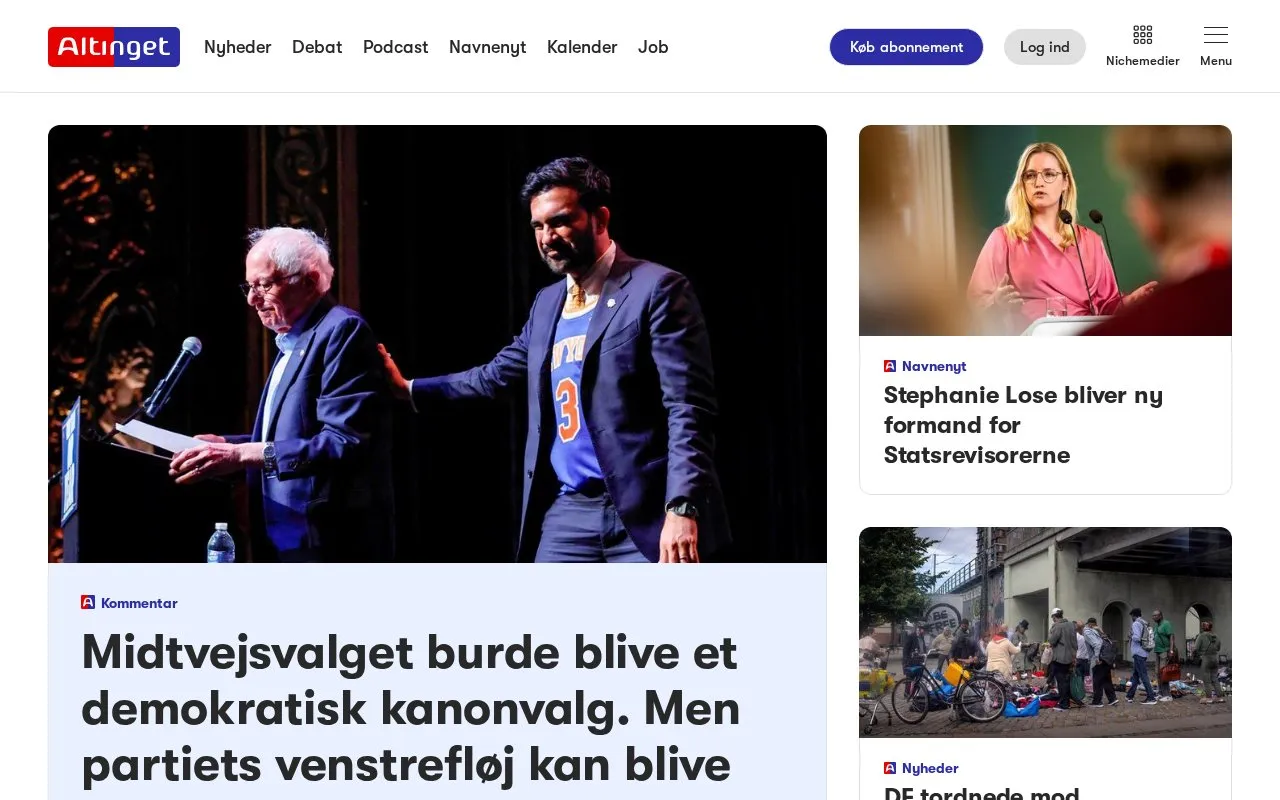Altinget homepage screenshot