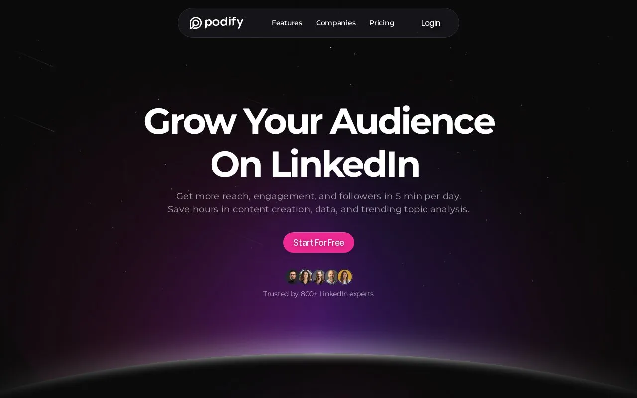 Podify homepage screenshot