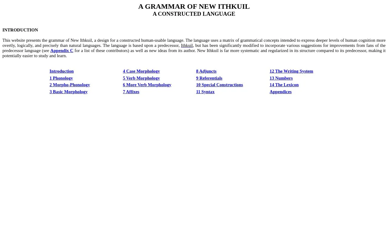 Ithkuil homepage screenshot