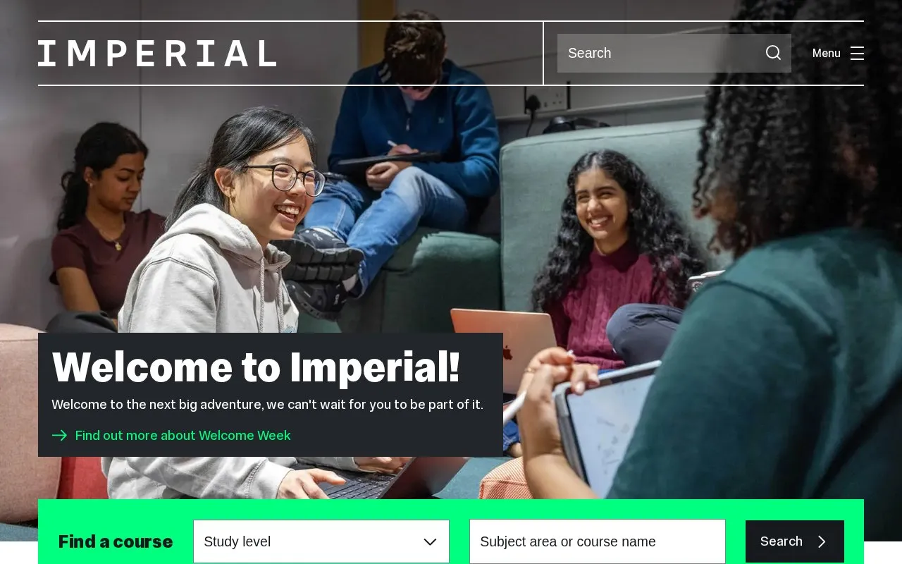 Imperial College London homepage screenshot