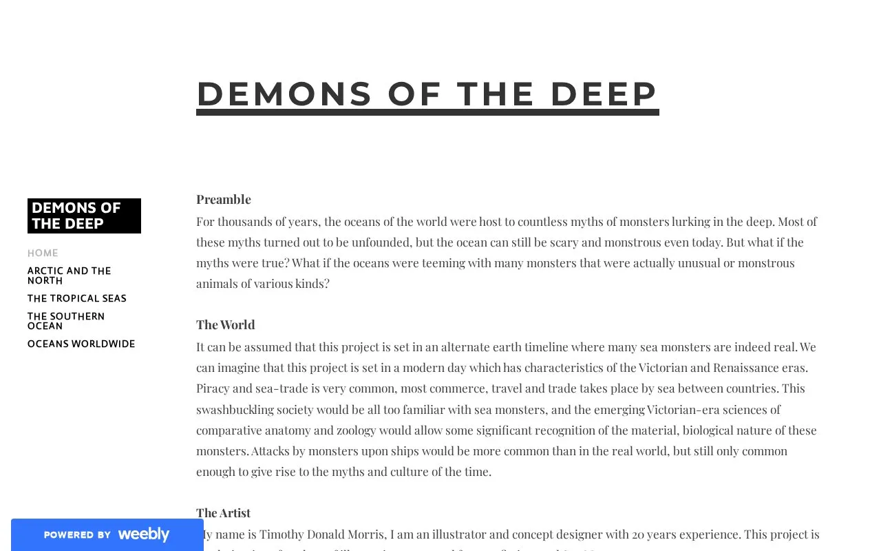 DEMONS OF THE DEEP homepage screenshot