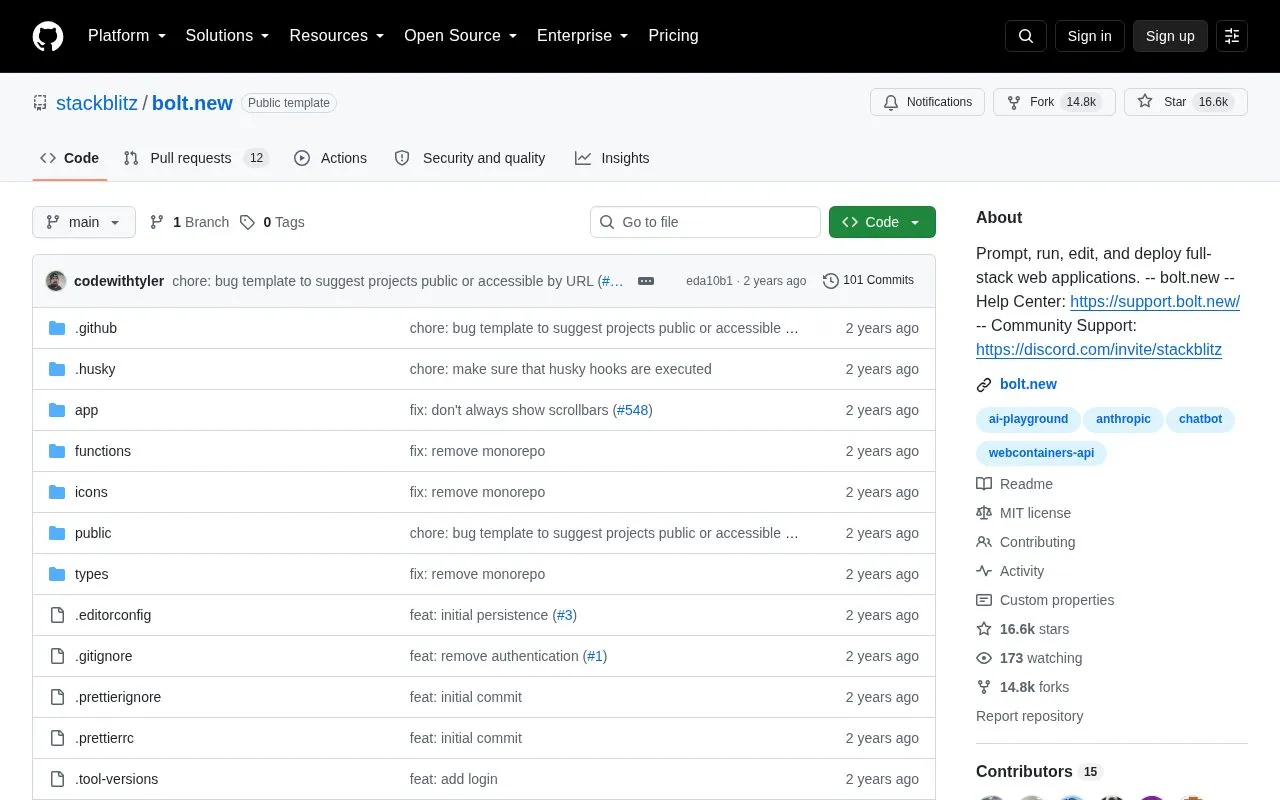 Bolt.new homepage screenshot