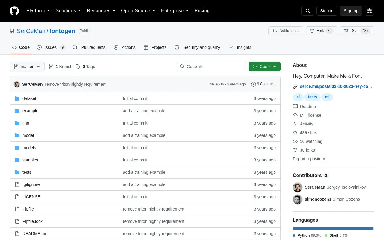 FontoGen homepage screenshot