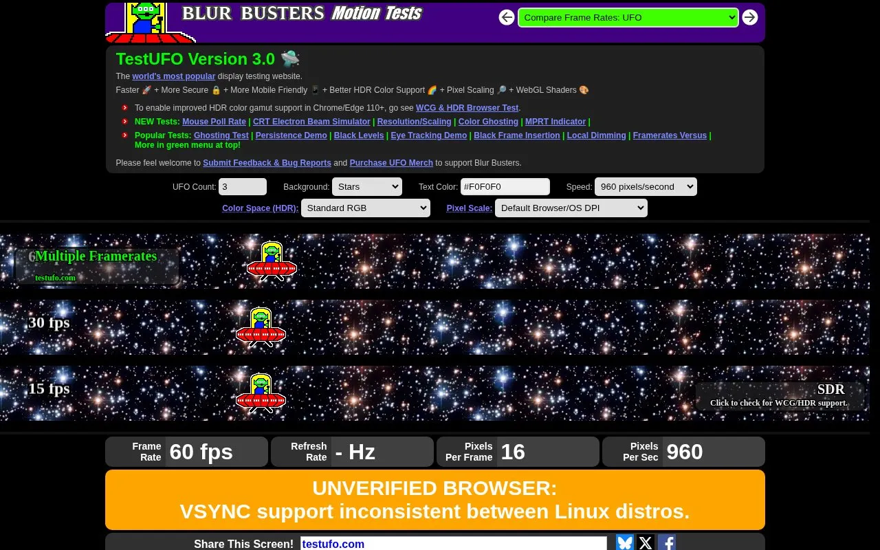 TestUFO homepage screenshot