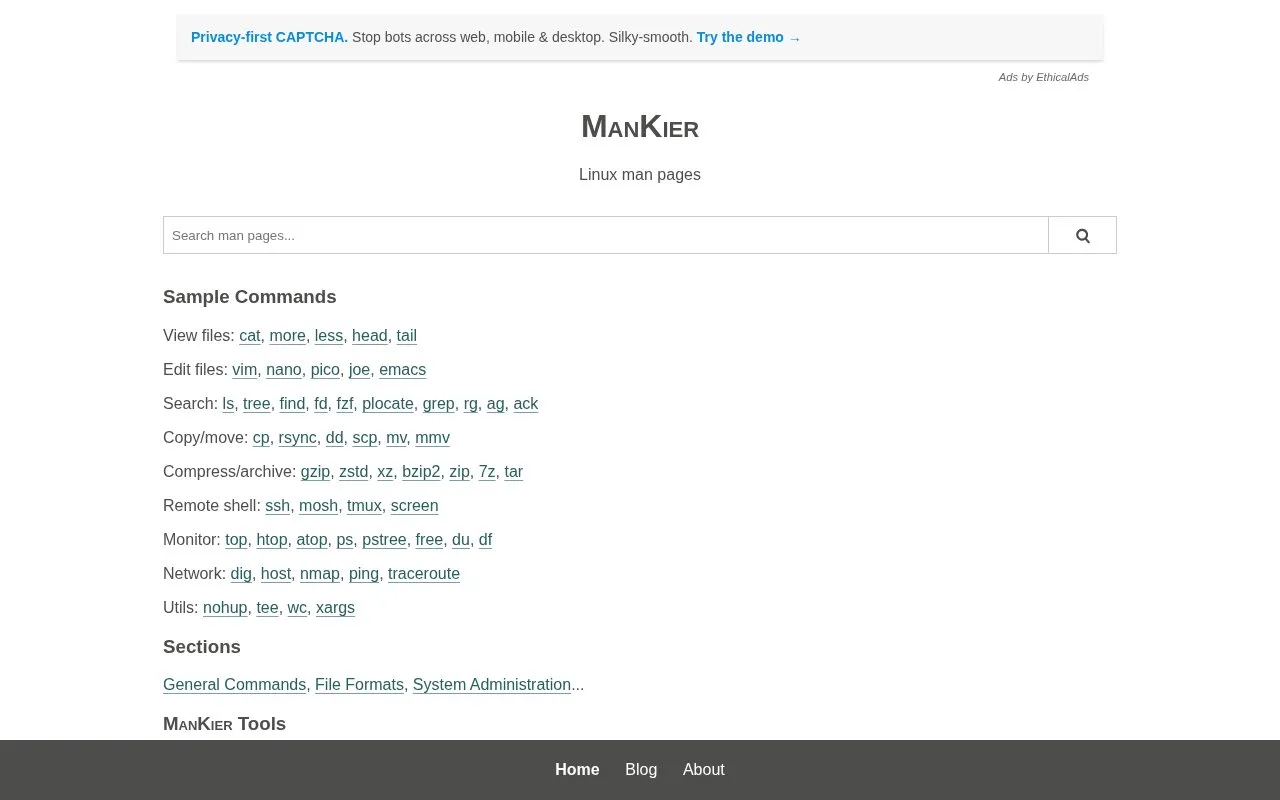 ManKier homepage screenshot