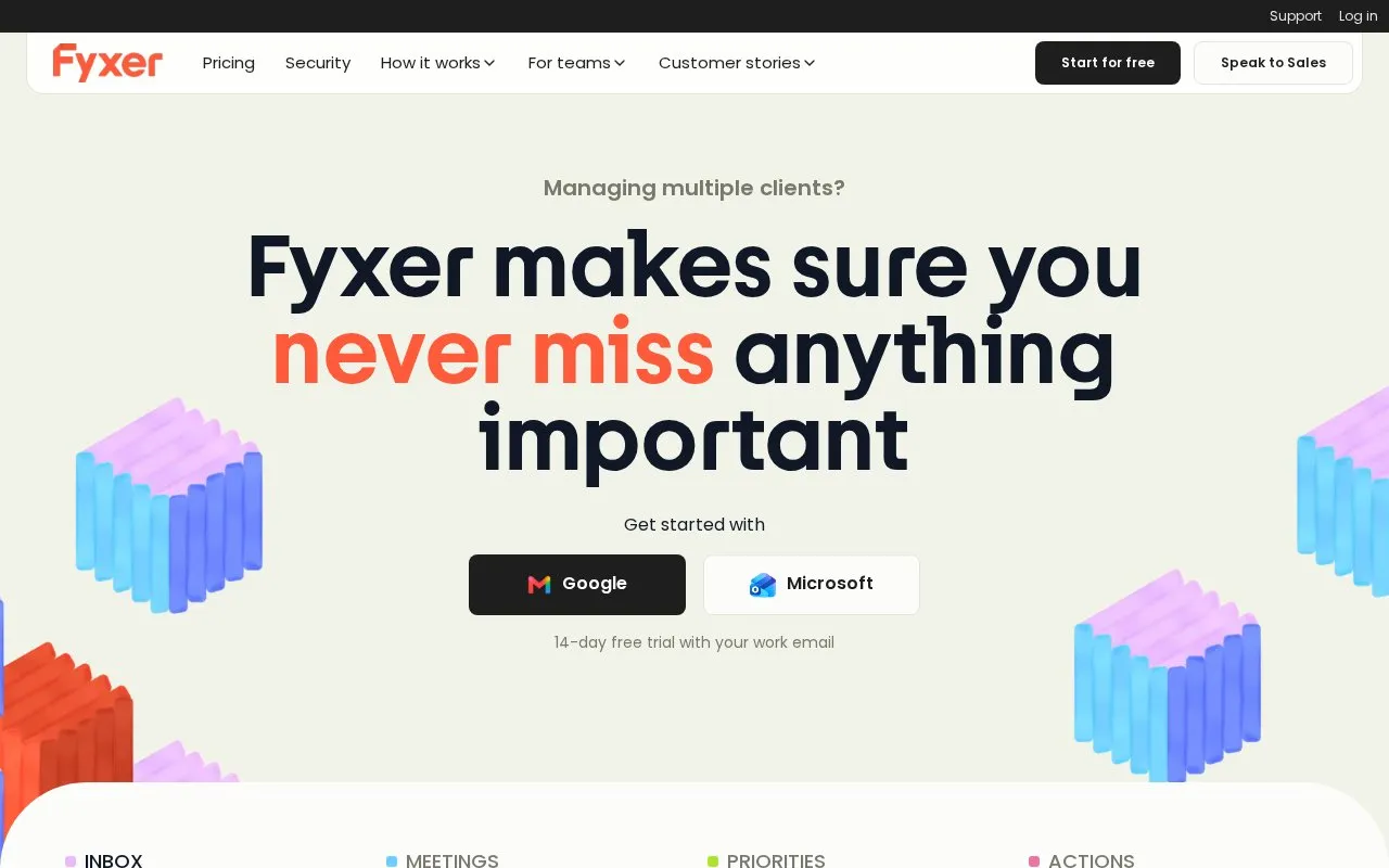 Fyxer homepage screenshot
