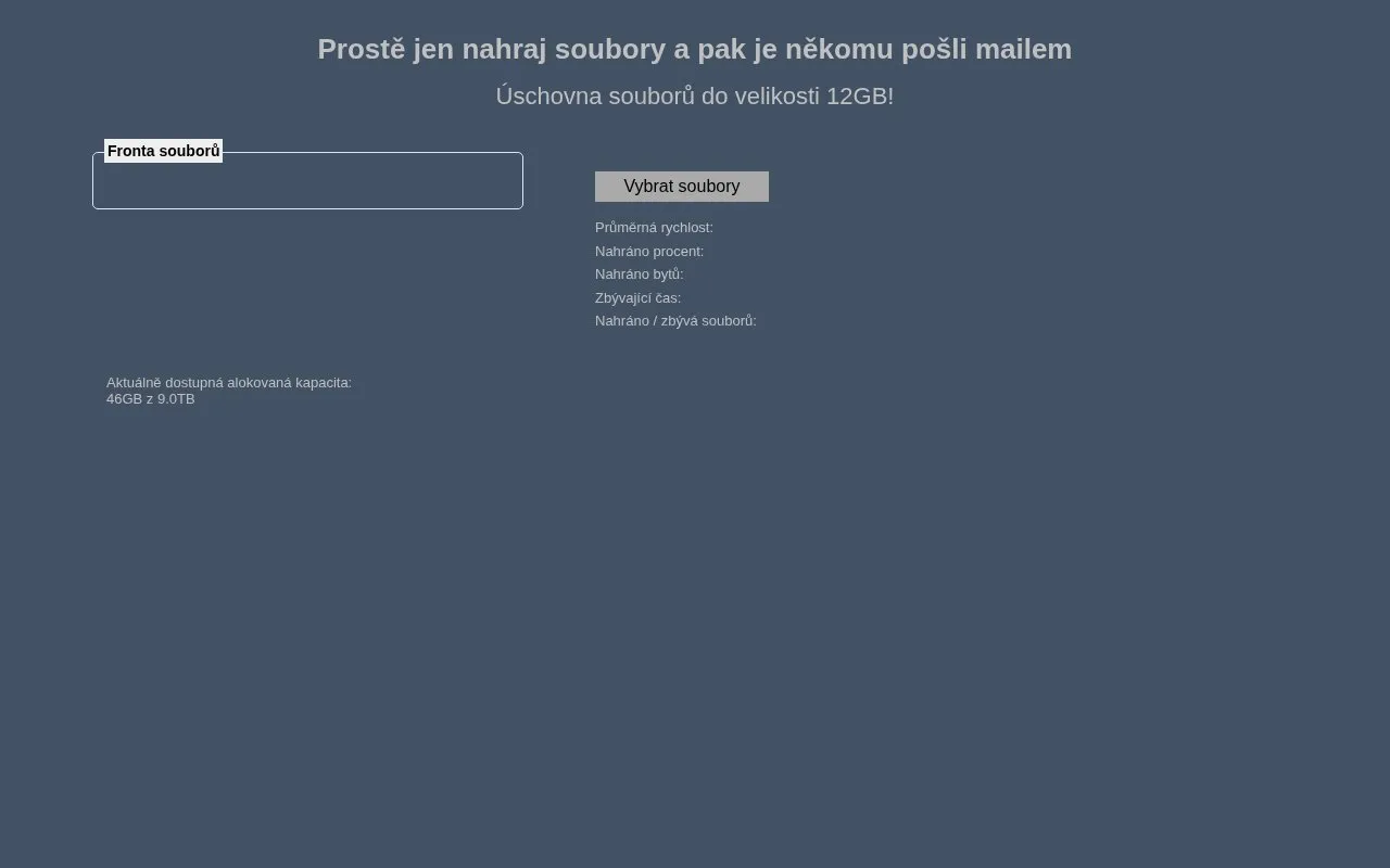 NahrajSoubor homepage screenshot