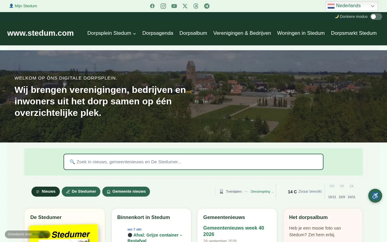 Stedum.com homepage screenshot