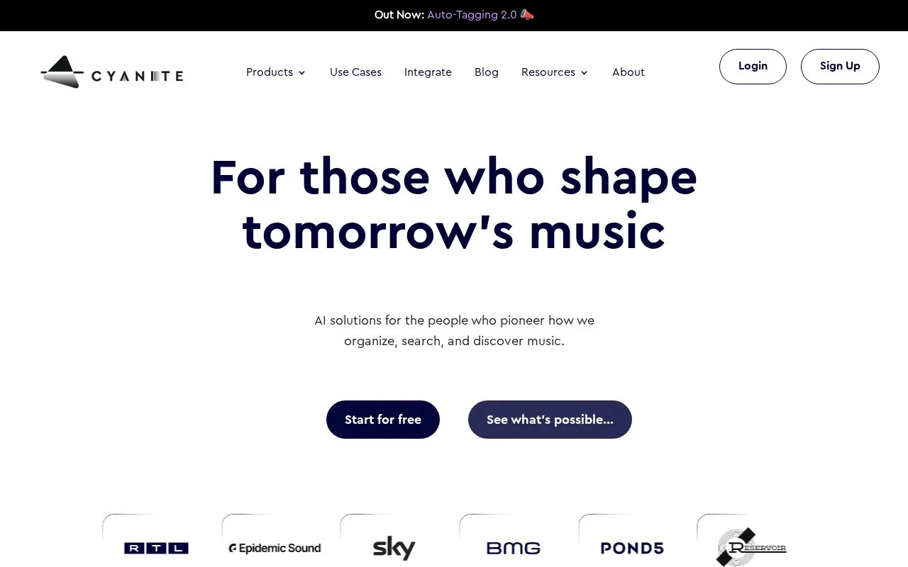Cyanite homepage screenshot
