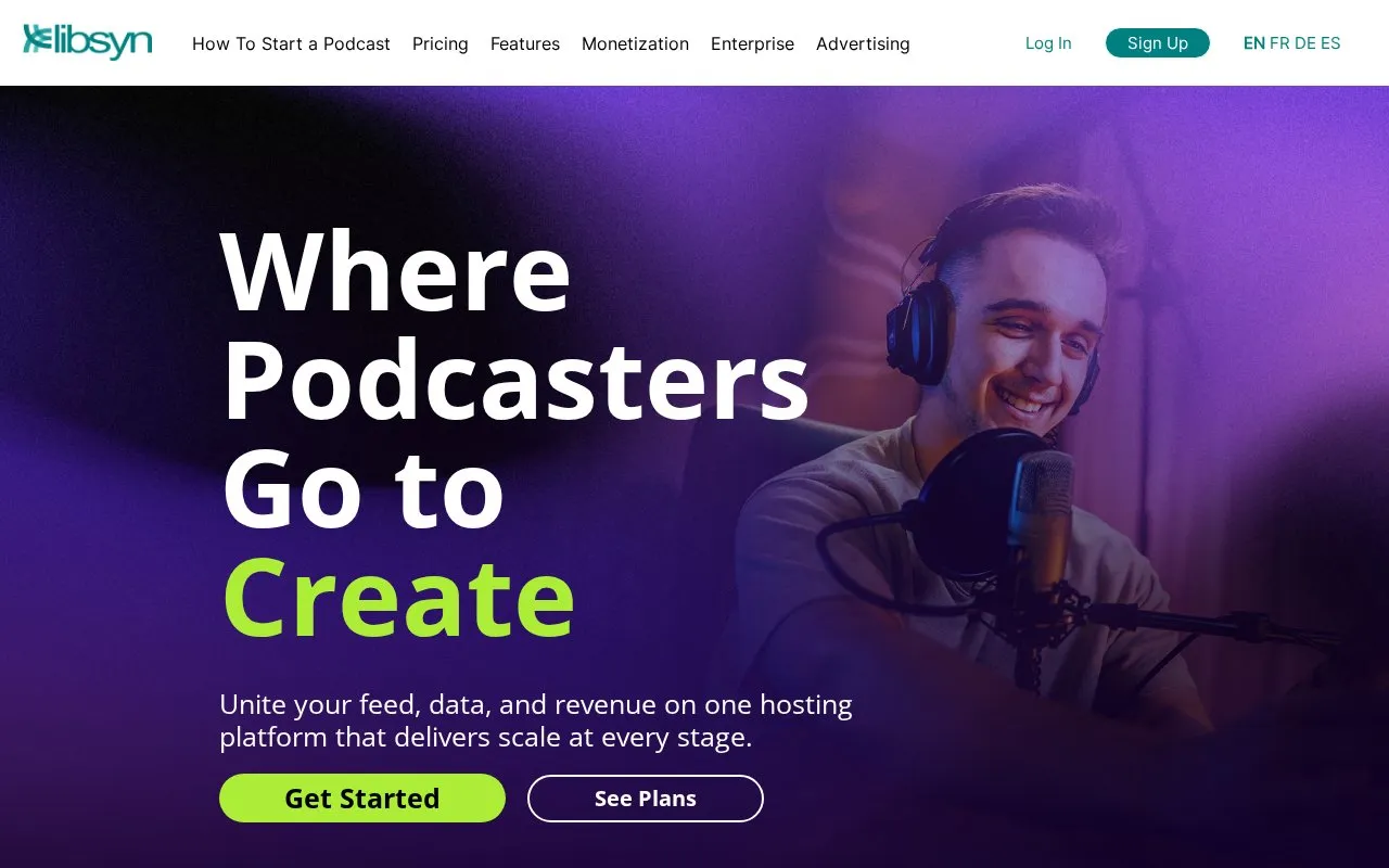 Libsyn homepage screenshot