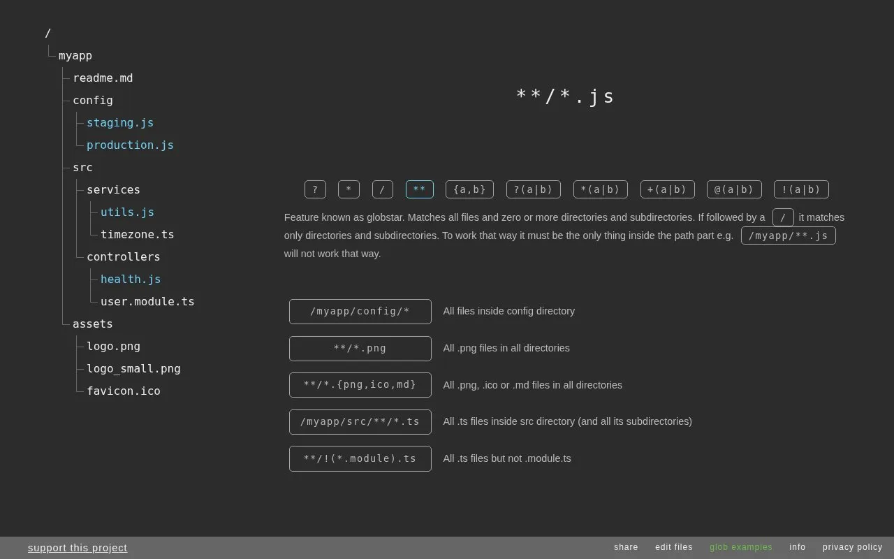 Globster homepage screenshot