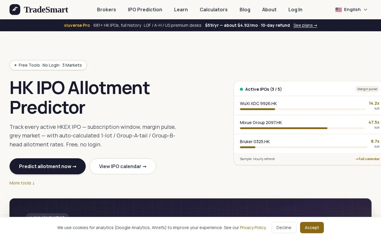 TradeSmart homepage screenshot