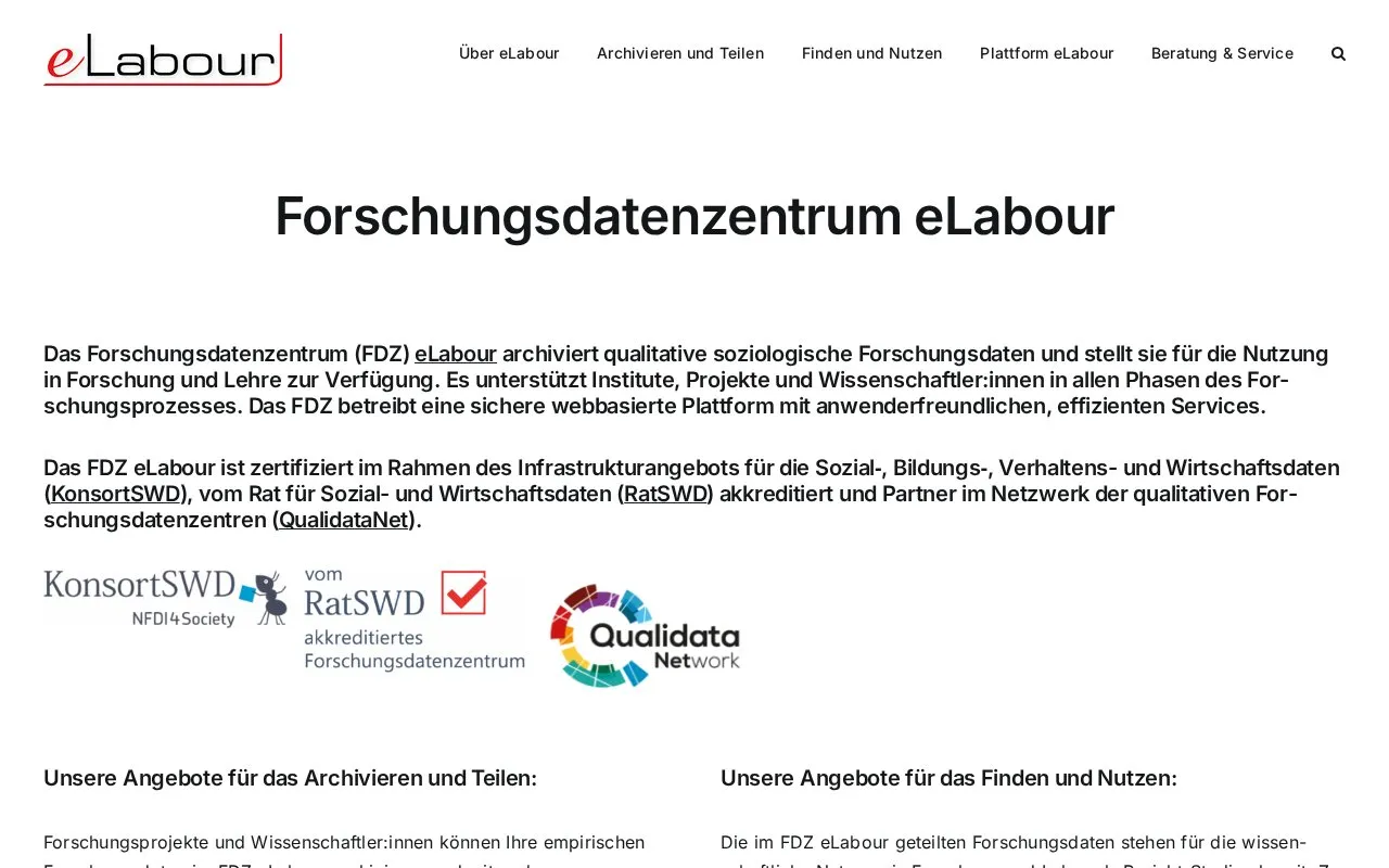 eLabour homepage screenshot