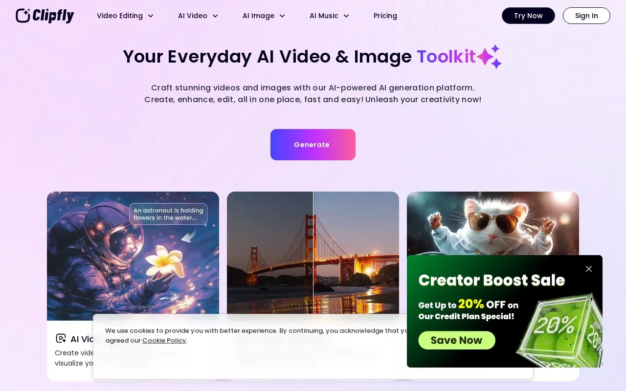 Clipfly homepage screenshot