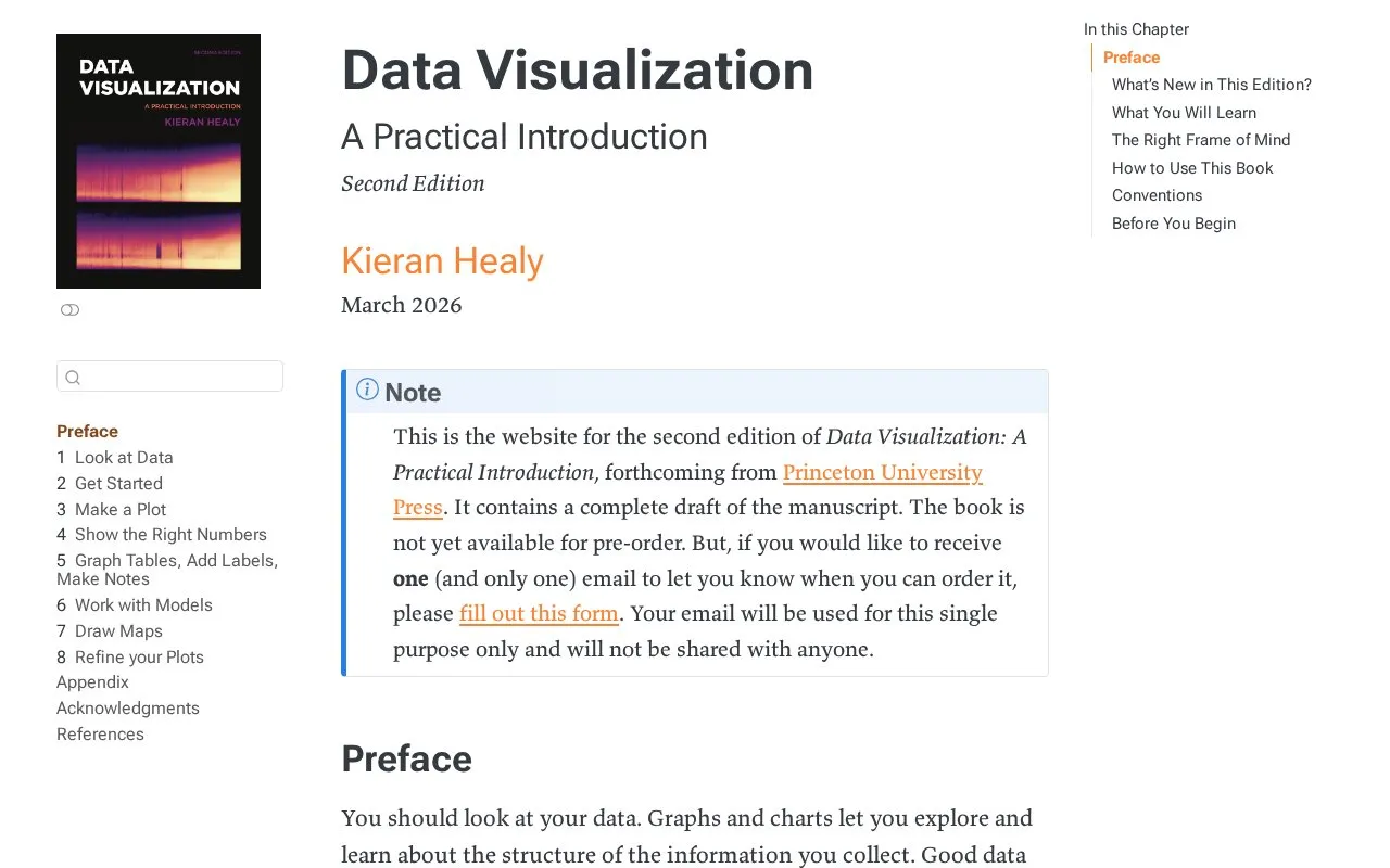 Data Visualization: A Practical Introduction by Kieran Healy homepage screenshot