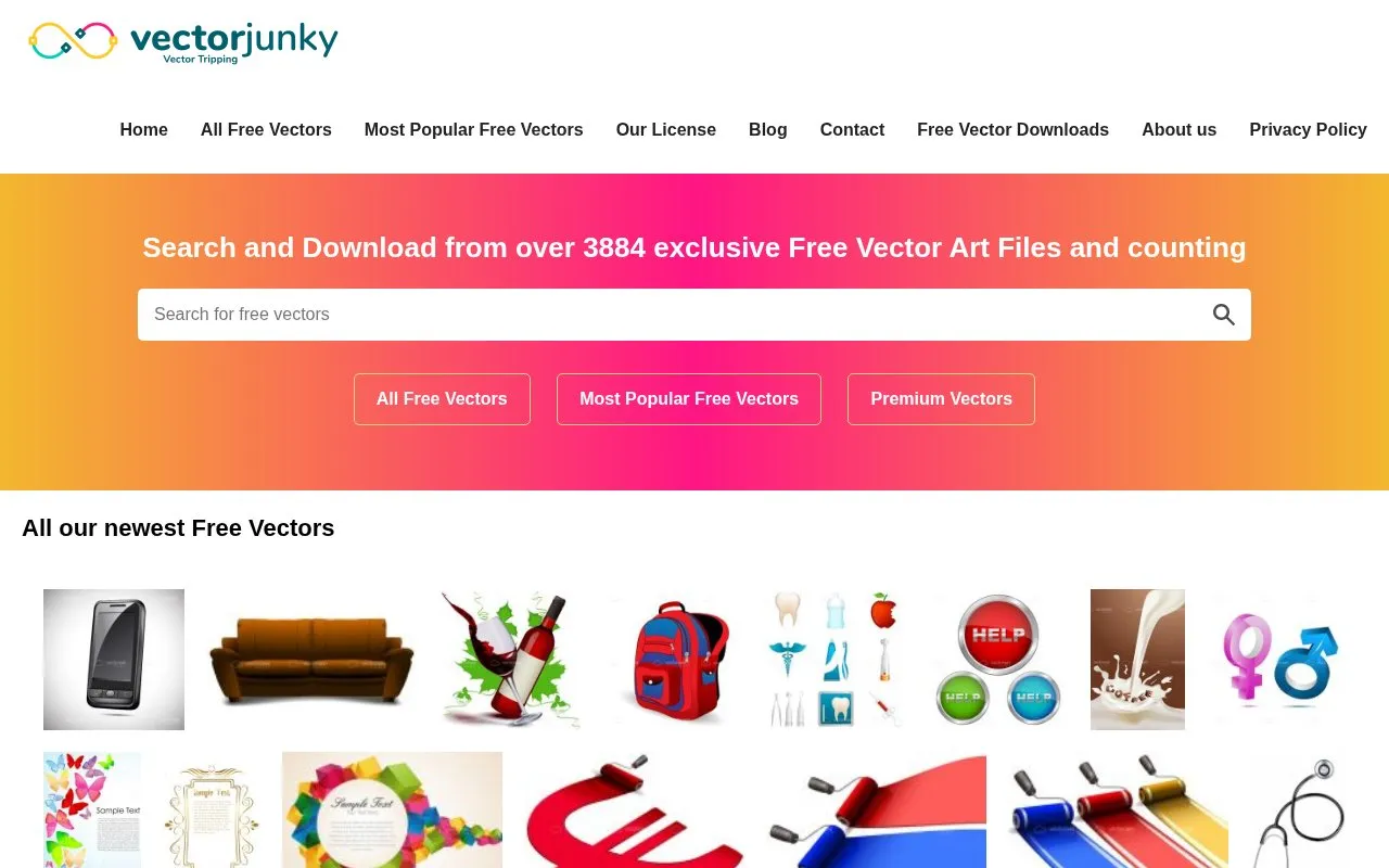 VectorJunky homepage screenshot