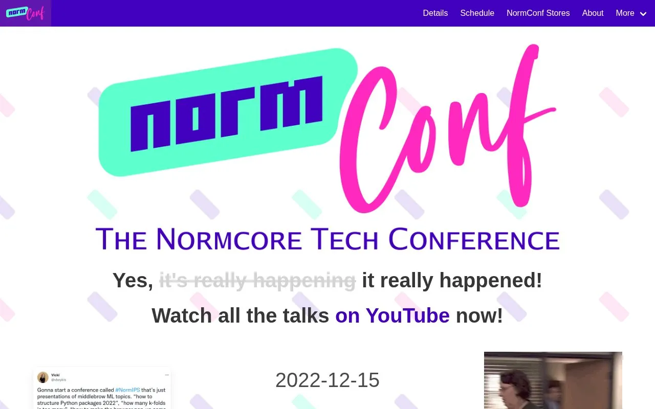 NormConf - The Normcore Tech Conference homepage screenshot