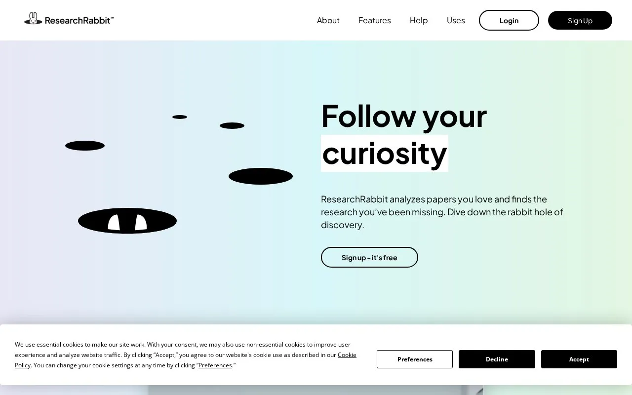ResearchRabbit homepage screenshot