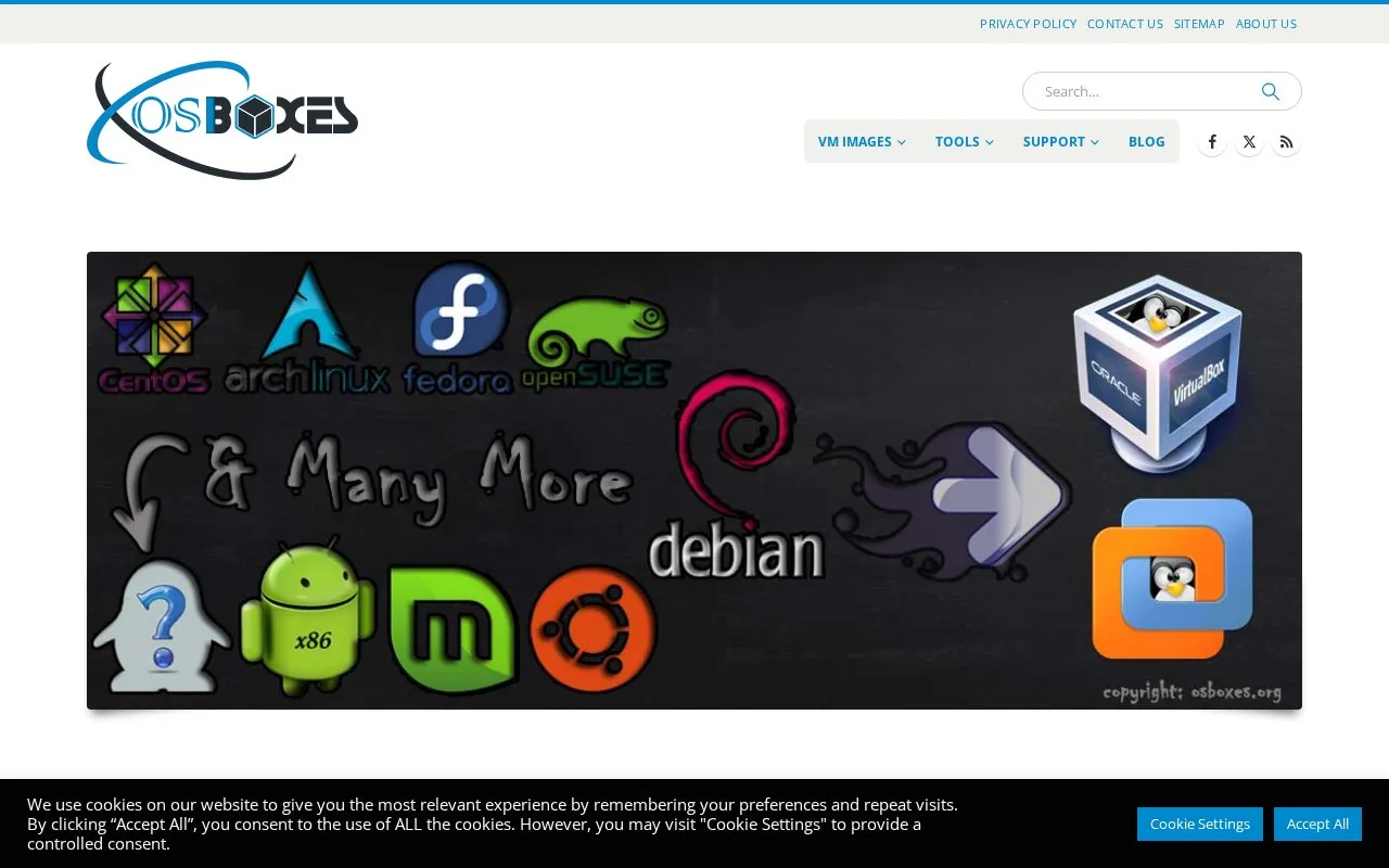 OSBoxes homepage screenshot