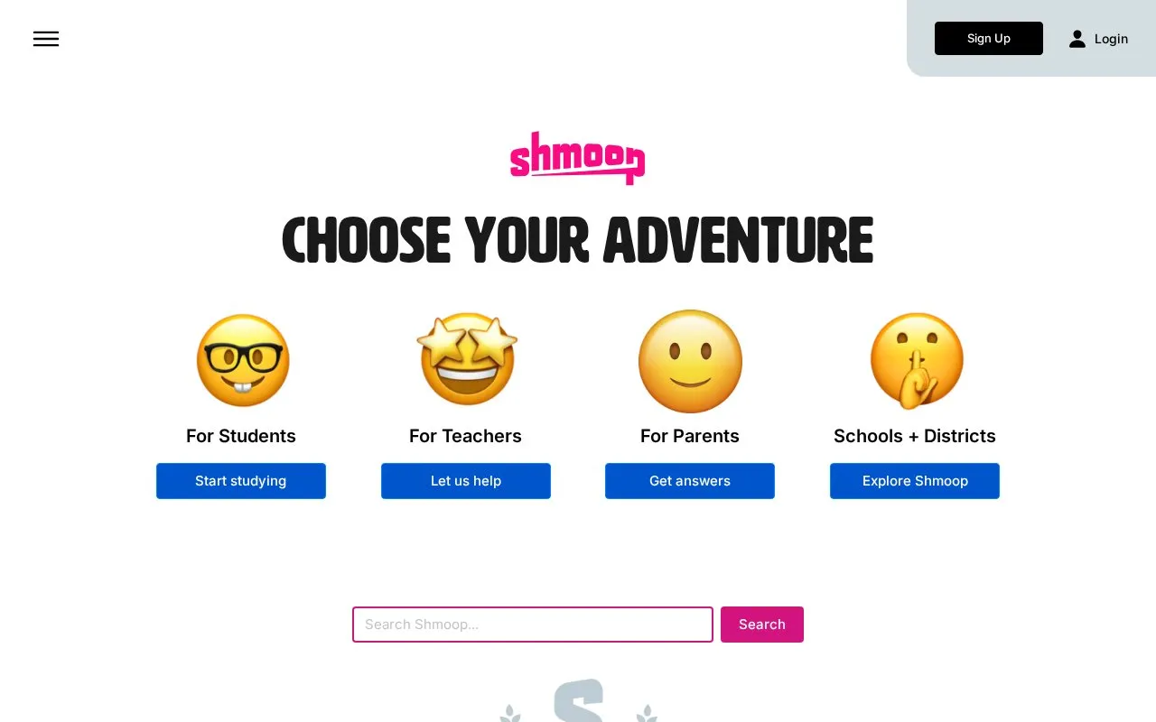Shmoop homepage screenshot