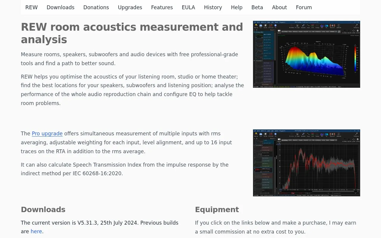 REW homepage screenshot