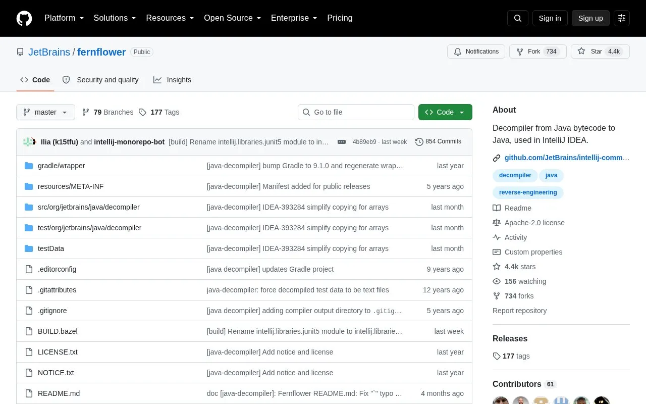 Fernflower homepage screenshot