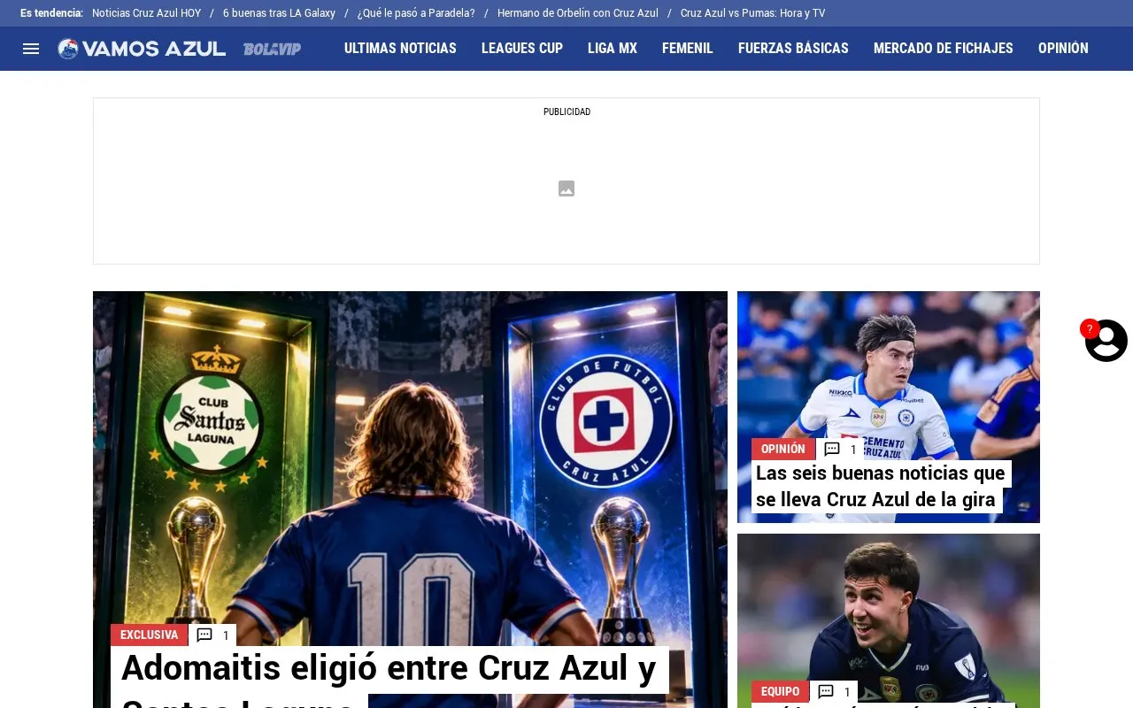 Vamos Azul homepage screenshot