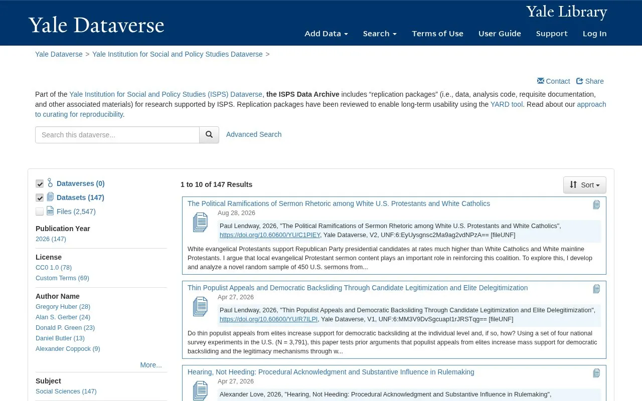 ISPS Data Archive homepage screenshot
