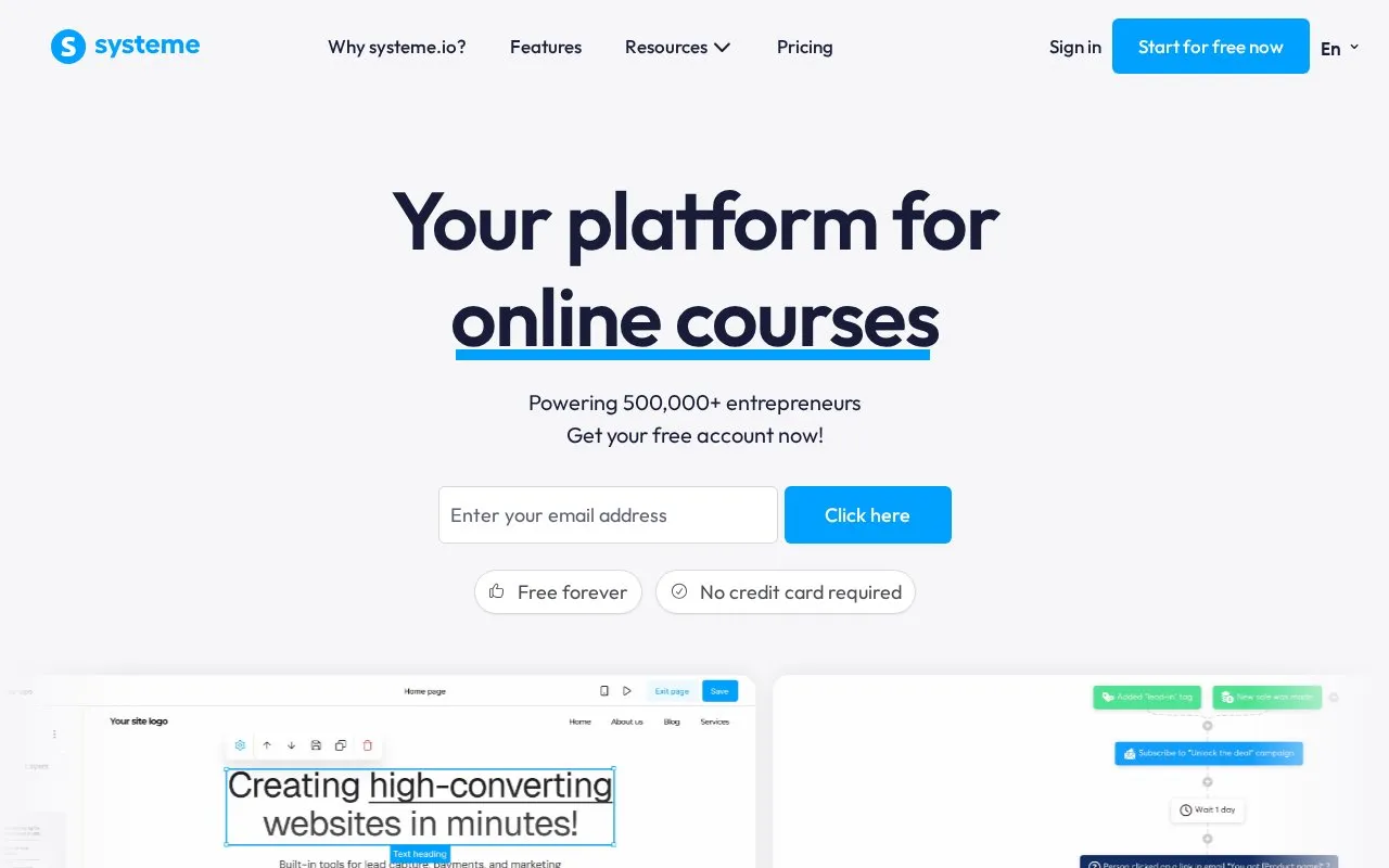 Systeme homepage screenshot