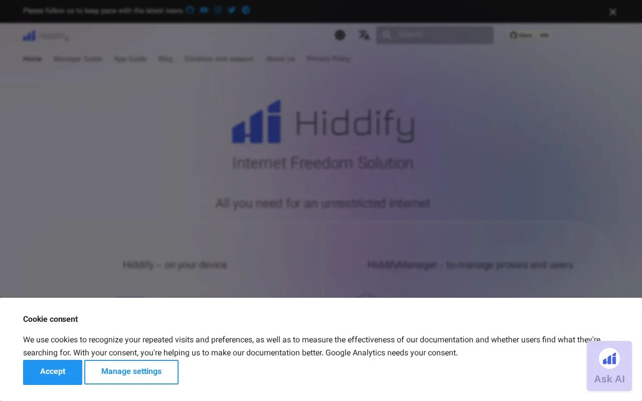 Hiddify Manager homepage screenshot