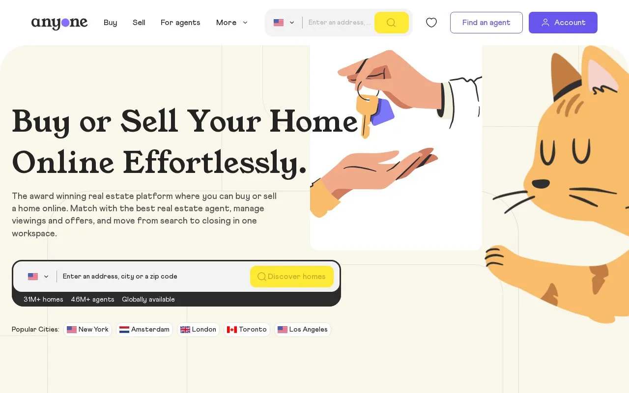 Anyone homepage screenshot