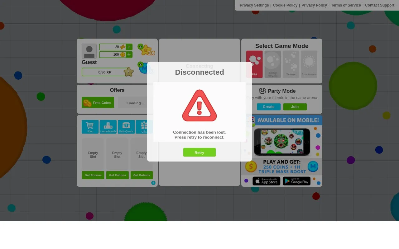 agar.io homepage screenshot