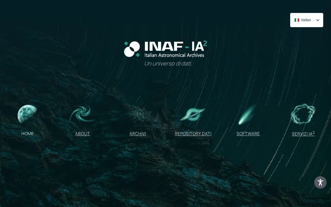 Italian Centre for Astronomical Archive homepage screenshot