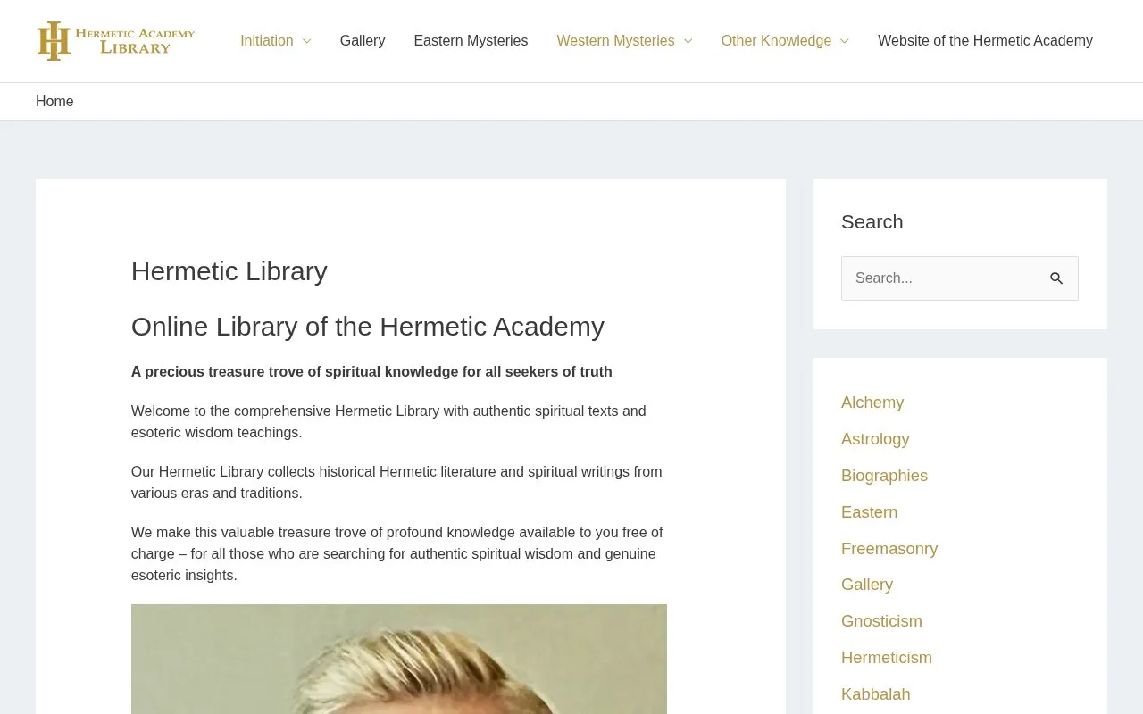 Hermetic International homepage screenshot