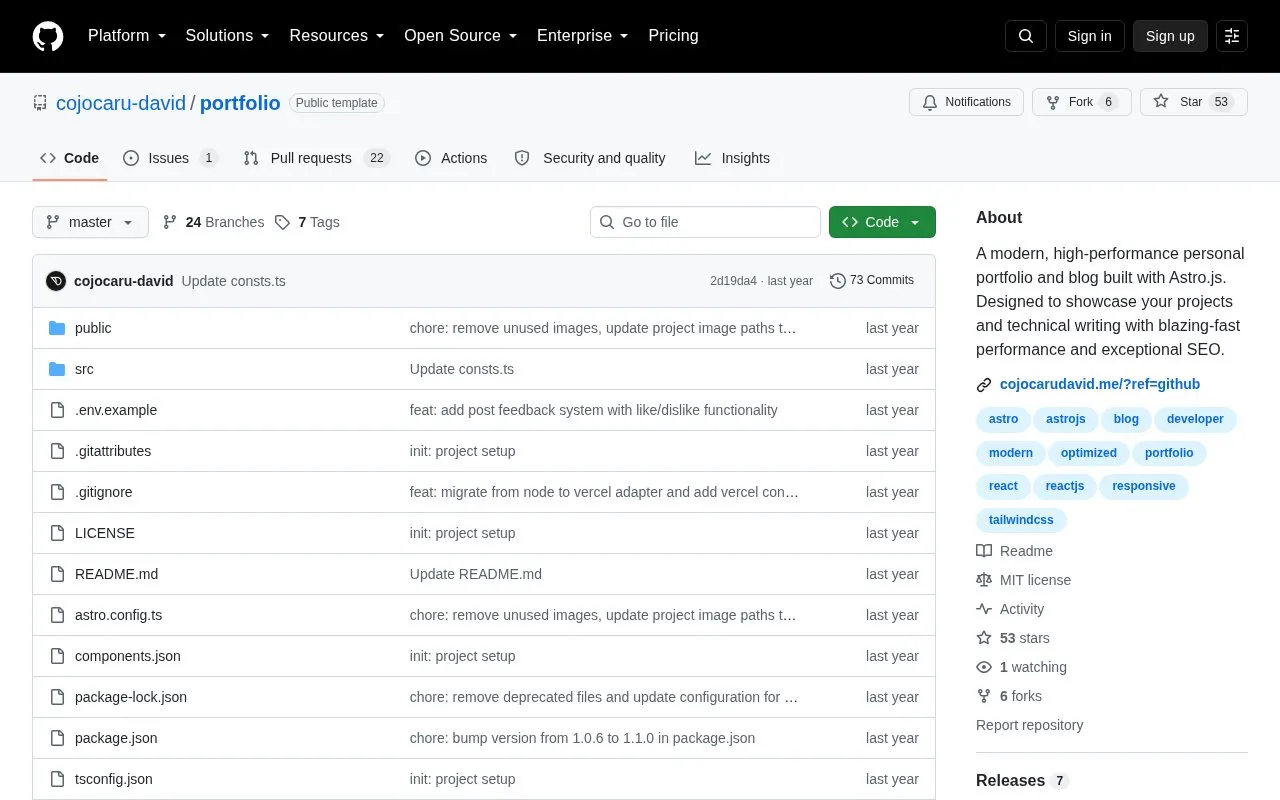 portfolio homepage screenshot