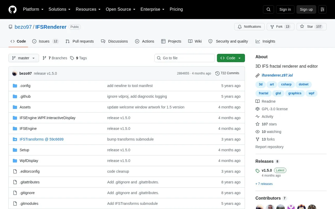 IFSRenderer homepage screenshot