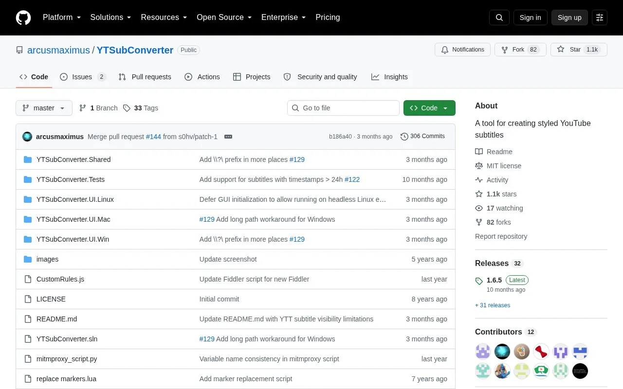 YTSubConverter homepage screenshot