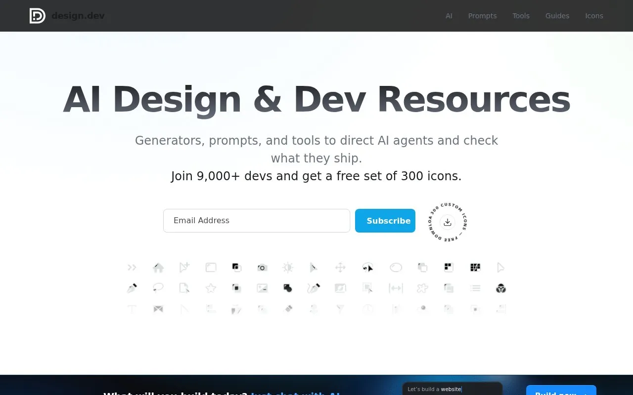 Design.dev homepage screenshot
