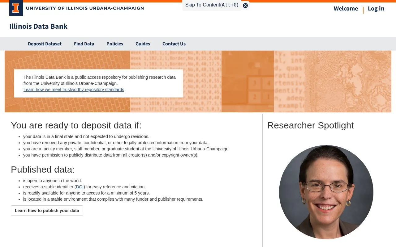Illinois Data Bank homepage screenshot