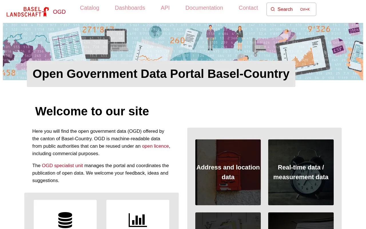 Datenkatalog Kanton Basel-Land homepage screenshot