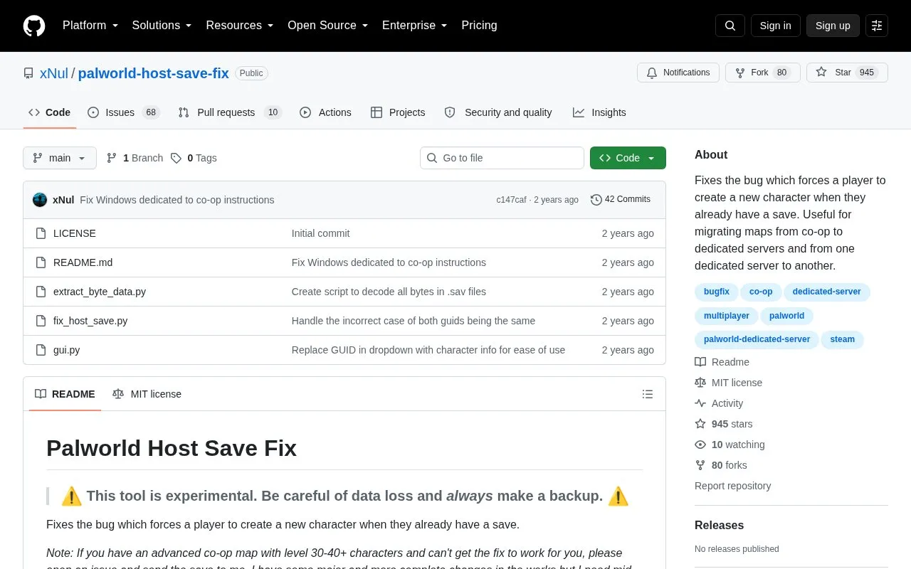 palworld-host-save-fix homepage screenshot