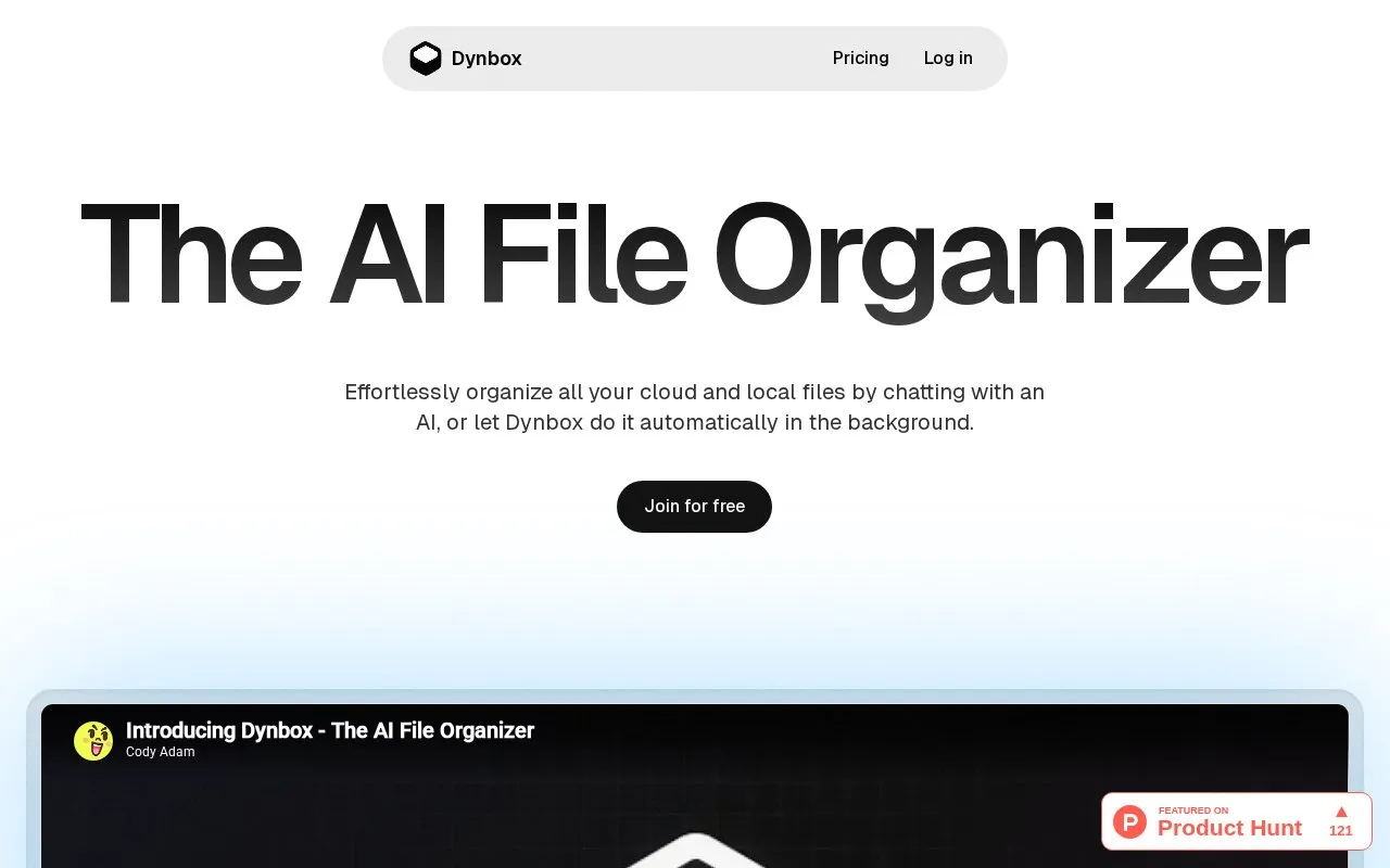 Dynbox homepage screenshot