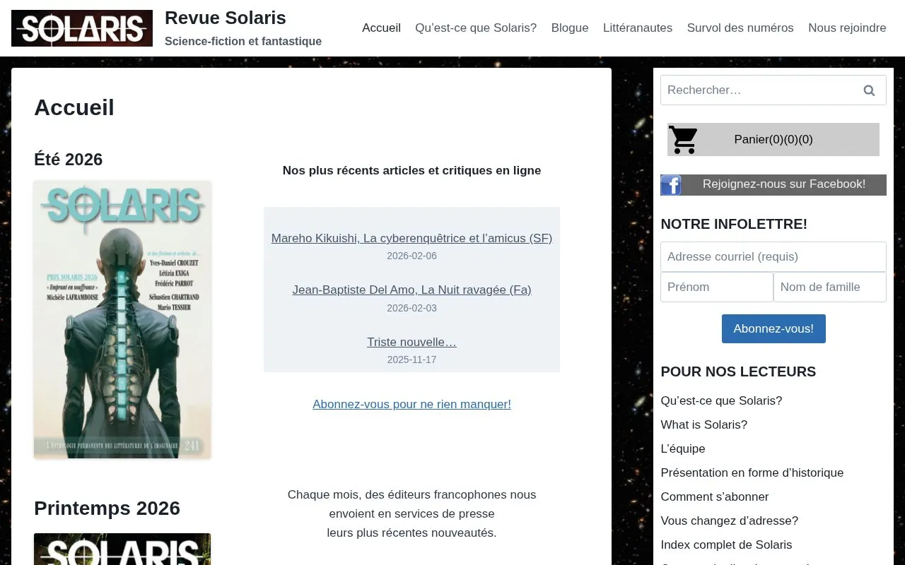 Solaris homepage screenshot