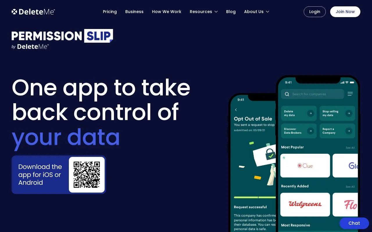Permission Slip homepage screenshot