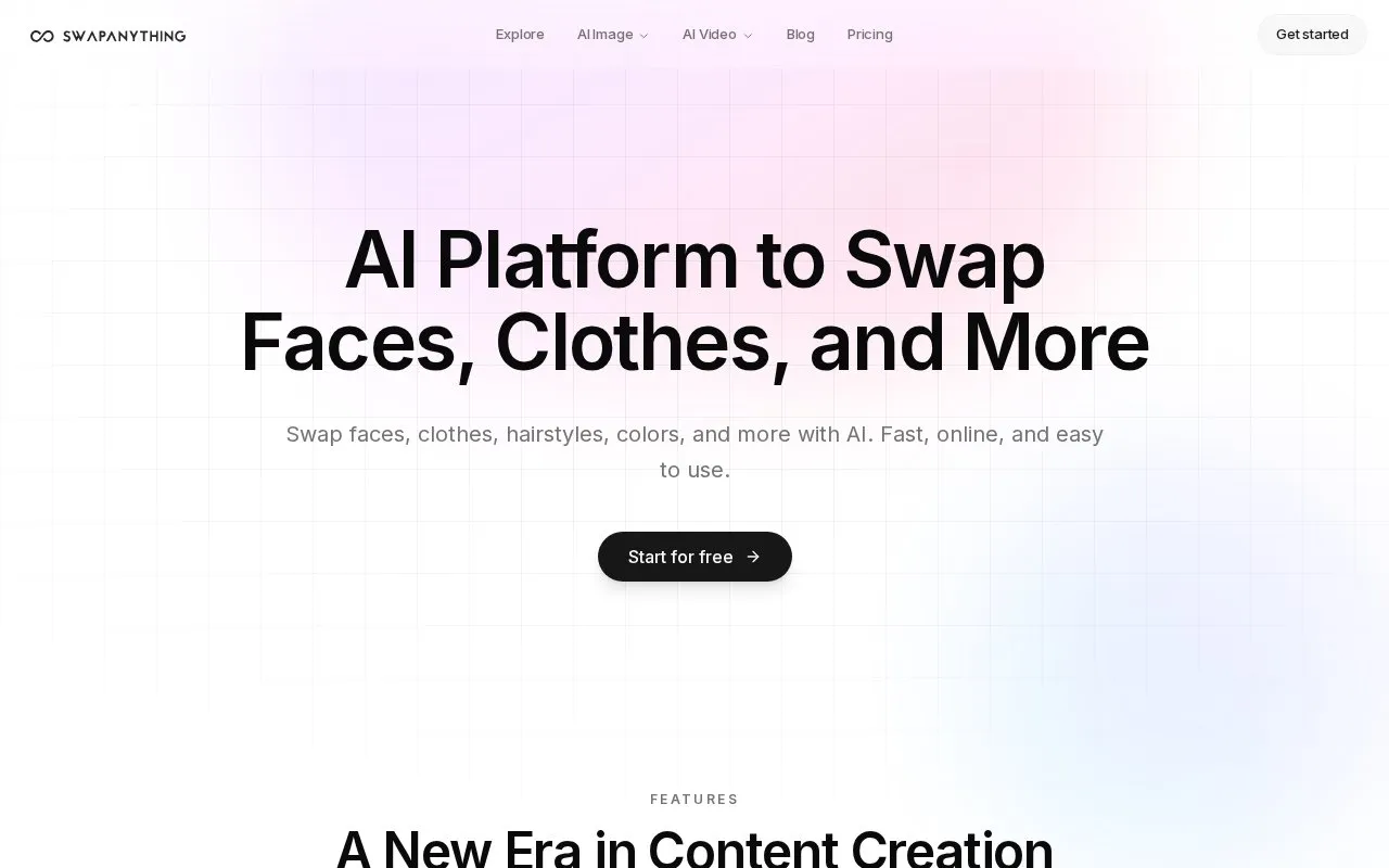 SwapAnything.io homepage screenshot