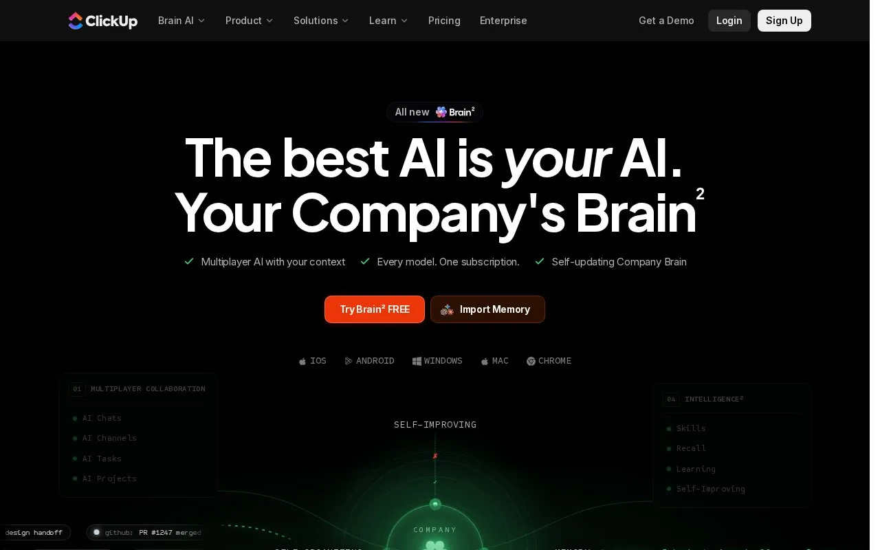 ClickUp Brain homepage screenshot