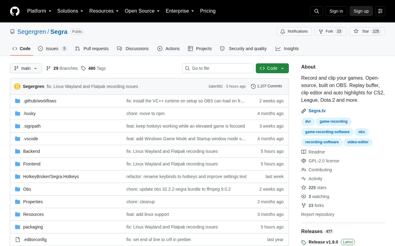 Segra homepage screenshot