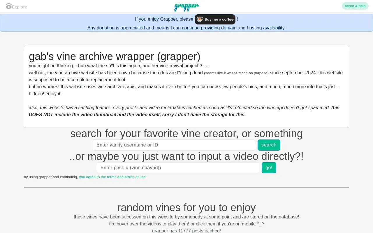 grapper homepage screenshot
