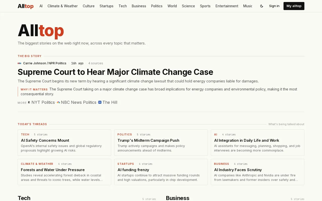 alltop homepage screenshot