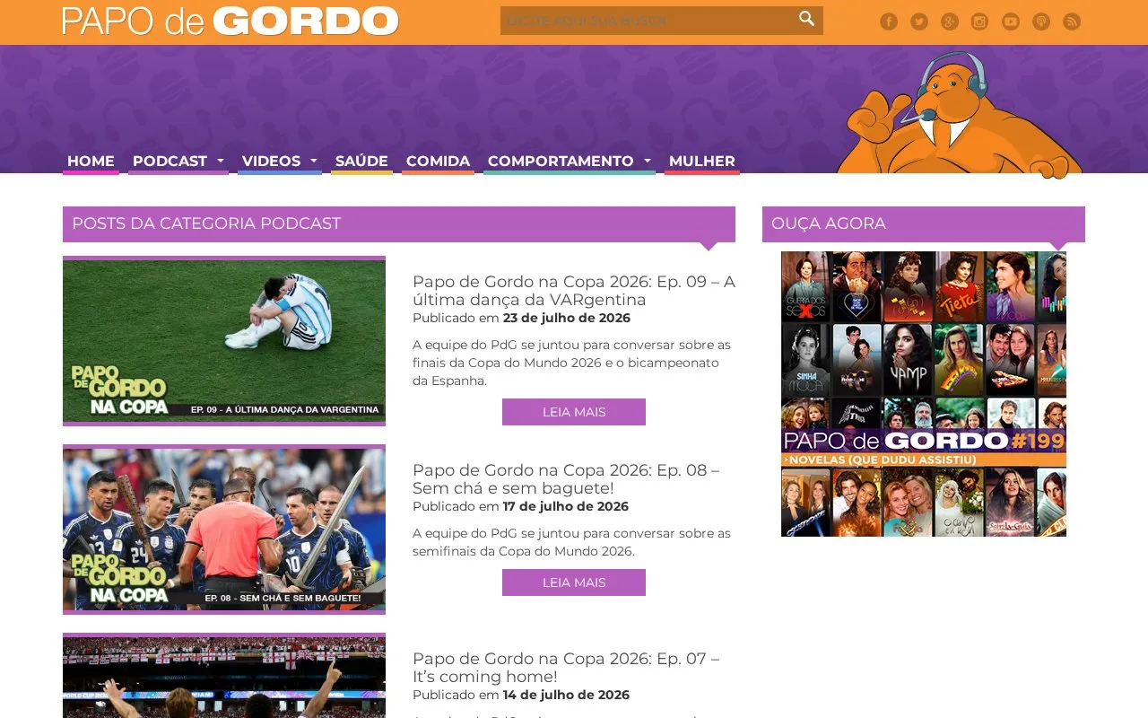 Papo de Gordo homepage screenshot